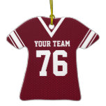 Football Jersey Maroon and White Christmas Ornaments