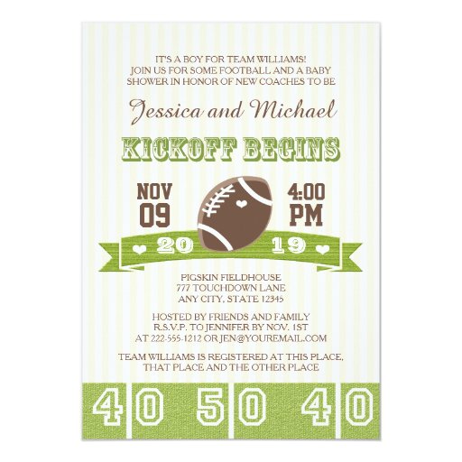 FOOTBALL KICKOFF COUPLES BABY SHOWER CARDS