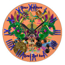 Football Mardi Gras Dragon King view notes Please Round Clocks