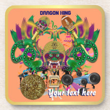 Football Mardi Gras Dragon King view notes Please Beverage Coasters