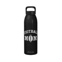 Football mom black and white custom water bottle