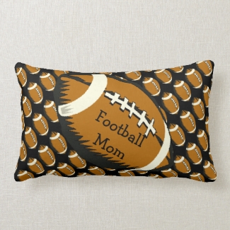 Football Mom Brown and Black Sports Lumbar Pillow