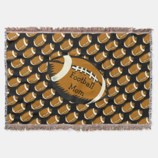 Football Mom Brown and Black Sports Throw Blanket