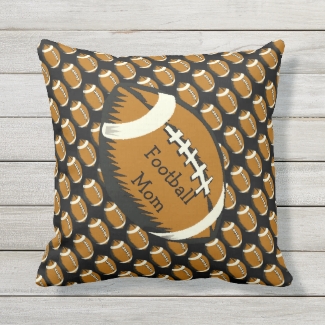 Football MomSports Brown Black Outdoor Pillow