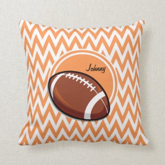 Football; Orange and White Chevron Pillows
