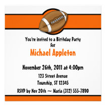 Football Orange Birthday Invitations