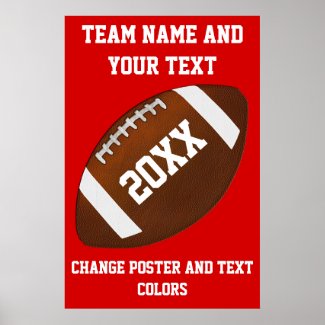 Football Party Poster, Your COLORS, 3 Text Boxes Poster