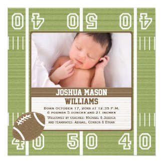 Football Photo Birth Announcement Cards