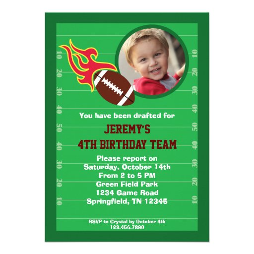Football Photo Birthday Party Invitation