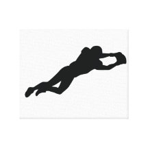 Football Player Black Silhouette Canvas Print