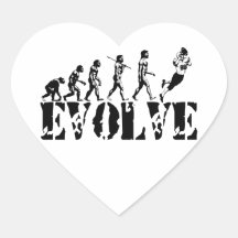Football Player Evolution Fun Sports Art Heart Stickers