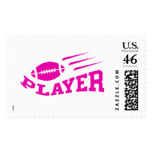 Football player pink with bouncing ball postage