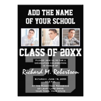Football Player's Team Number Athlete's Graduation invitations