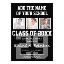 Football Player's Team Number Athlete's Graduation Custom Invites
