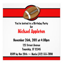 Football Red Birthday Invitations