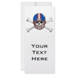 football skull and crossbones red and blue customized rack card