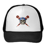 Football Skull with Helmet and Yard Markers Mesh Hat