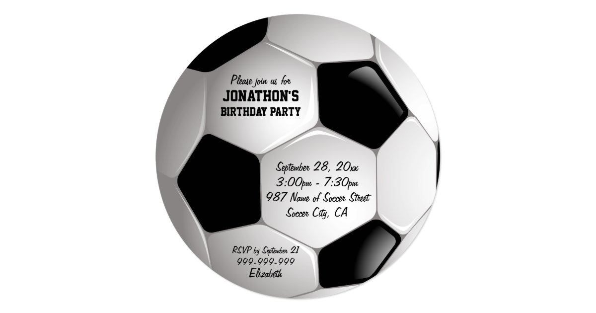 Football Soccer Ball Birthday Party Card Zazzle