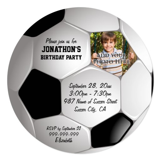 Football Soccer Ball Photo Birthday Party Card Zazzle