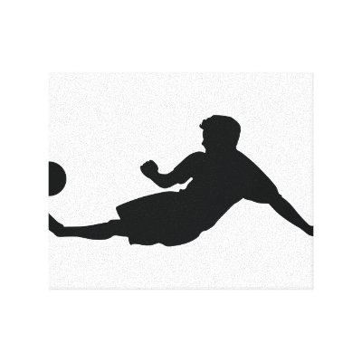 Football Soccer Black Silhouette Stretched Canvas Prints