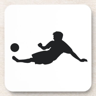 Football Soccer Black Silhouette Drink Coaster