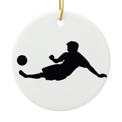 Football Soccer Black Silhouette Christmas Ornament
