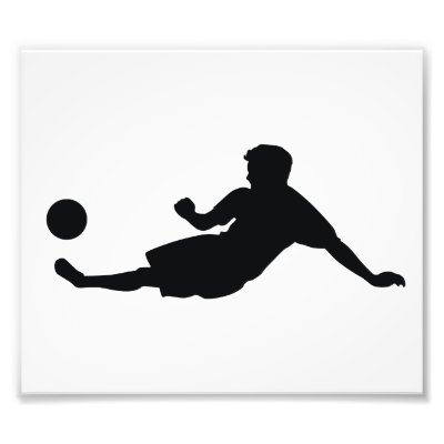 Football Soccer Black Silhouette Photographic Print
