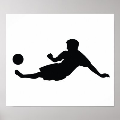 Football Soccer Black Silhouette Poster