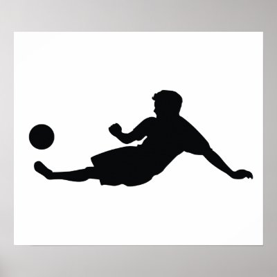 Football Soccer Black Silhouette Print