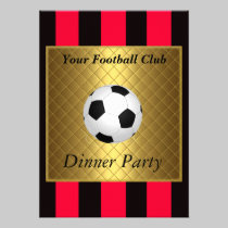 Football Soccer Dinner party black red invitations