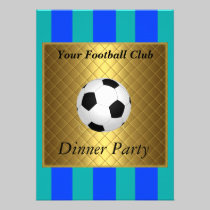 Football Soccer Dinner party blue teal invitations