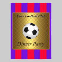 Football Soccer Dinner party red blue invitations