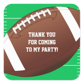 Football Sports Birthday Party Favor Square Sticker