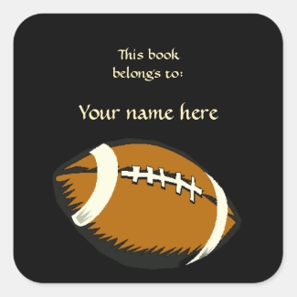 Football Sports Black and Brown Bookplate