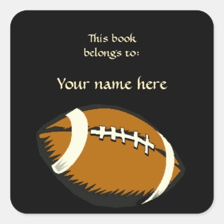 Football Sports Black and Brown Bookplate