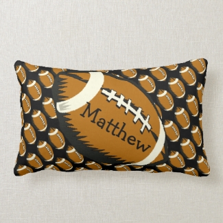 Football Sports Brown and Black Lumbar Pillow