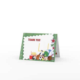 FOOTBALL Sports Fan All Star Folded Thank you note zazzle_card