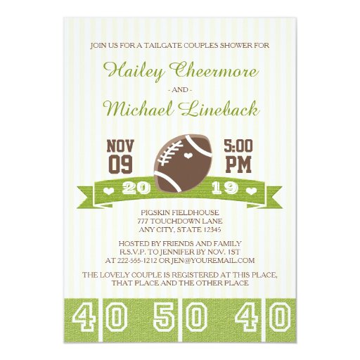 FOOTBALL TAILGATE COUPLES WEDDING SHOWER CARDS