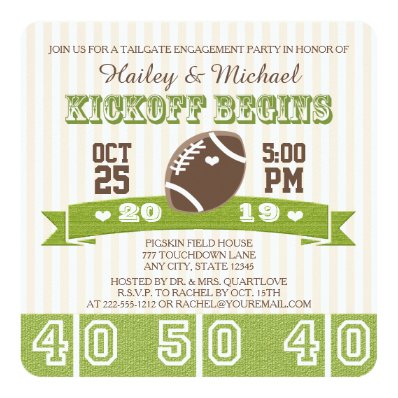 FOOTBALL TAILGATE ENGAGEMENT PARTY CUSTOM INVITE