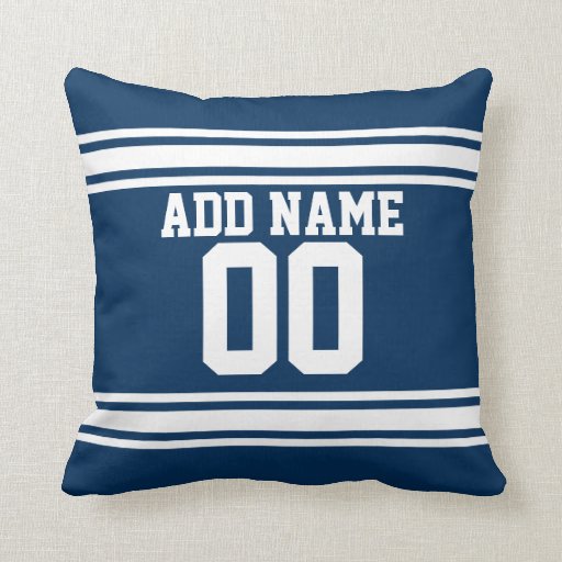 Football Team Jersey with Custom Name Number Throw Pillow Zazzle