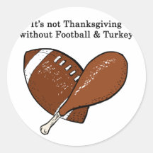 Football & Turkey Round Sticker