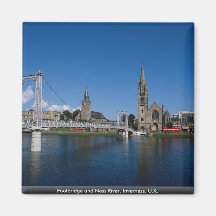Footbridge and Ness River, Inverness, U.K. Fridge Magnet