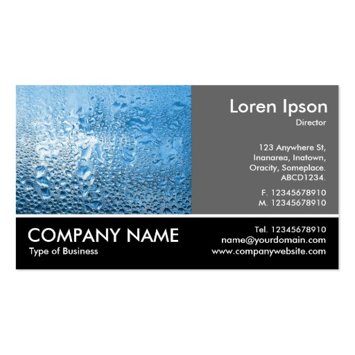 Footed Photo - 60pc Gray - Blue Water Business Cards (front side)
