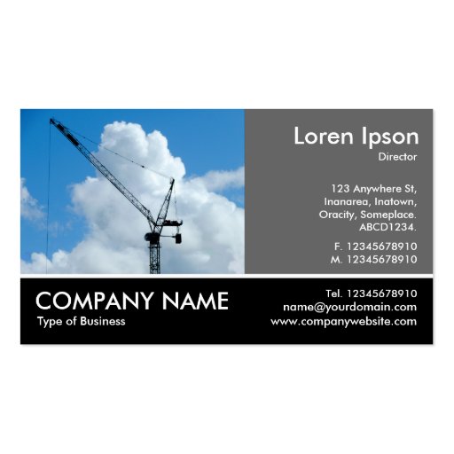 Footed Photo - 60pc Gray - Tower Crane Business Card (front side)
