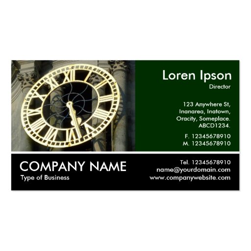 Footed Photo - Dk Green - City Hall Clock Cardiff Business Card Templates (front side)
