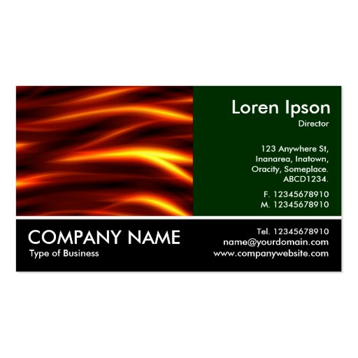Footed Photo - Dk Green - Tongues of Fire Business Cards (front side)