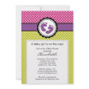 Footprint Baby Shower Invitation Purple Polka Dots invitation
