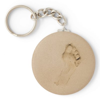 Footprint on the Beach keychains