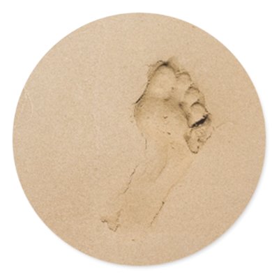 Footprint on the Beach Round Stickers