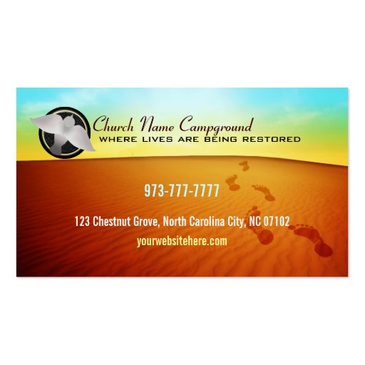 Footprints in sand Business Cards with Logo (back side)